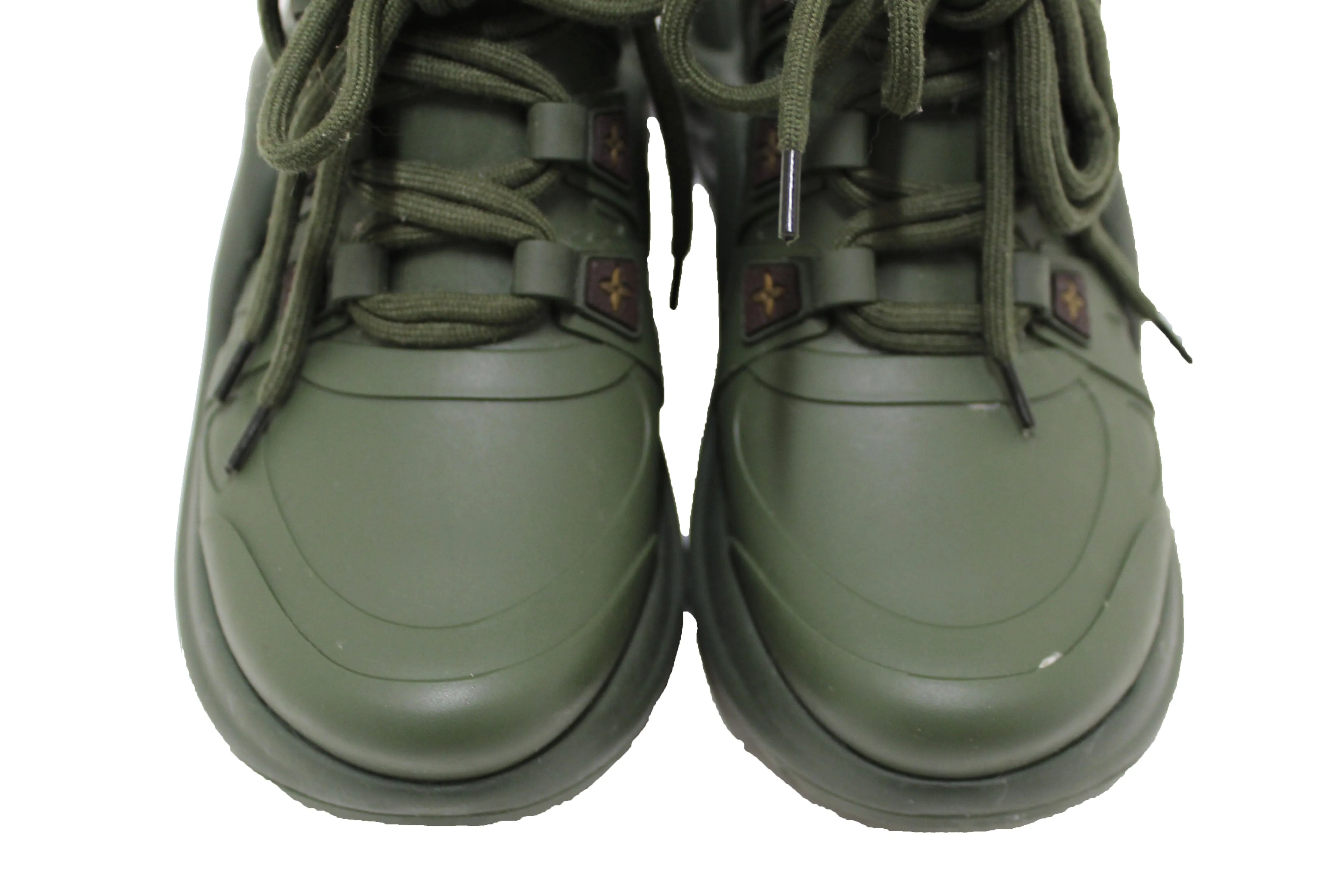 Authentic Louis Vuitton Khaki Green Mat Rubber Archlight Sneaker Boot Size 37