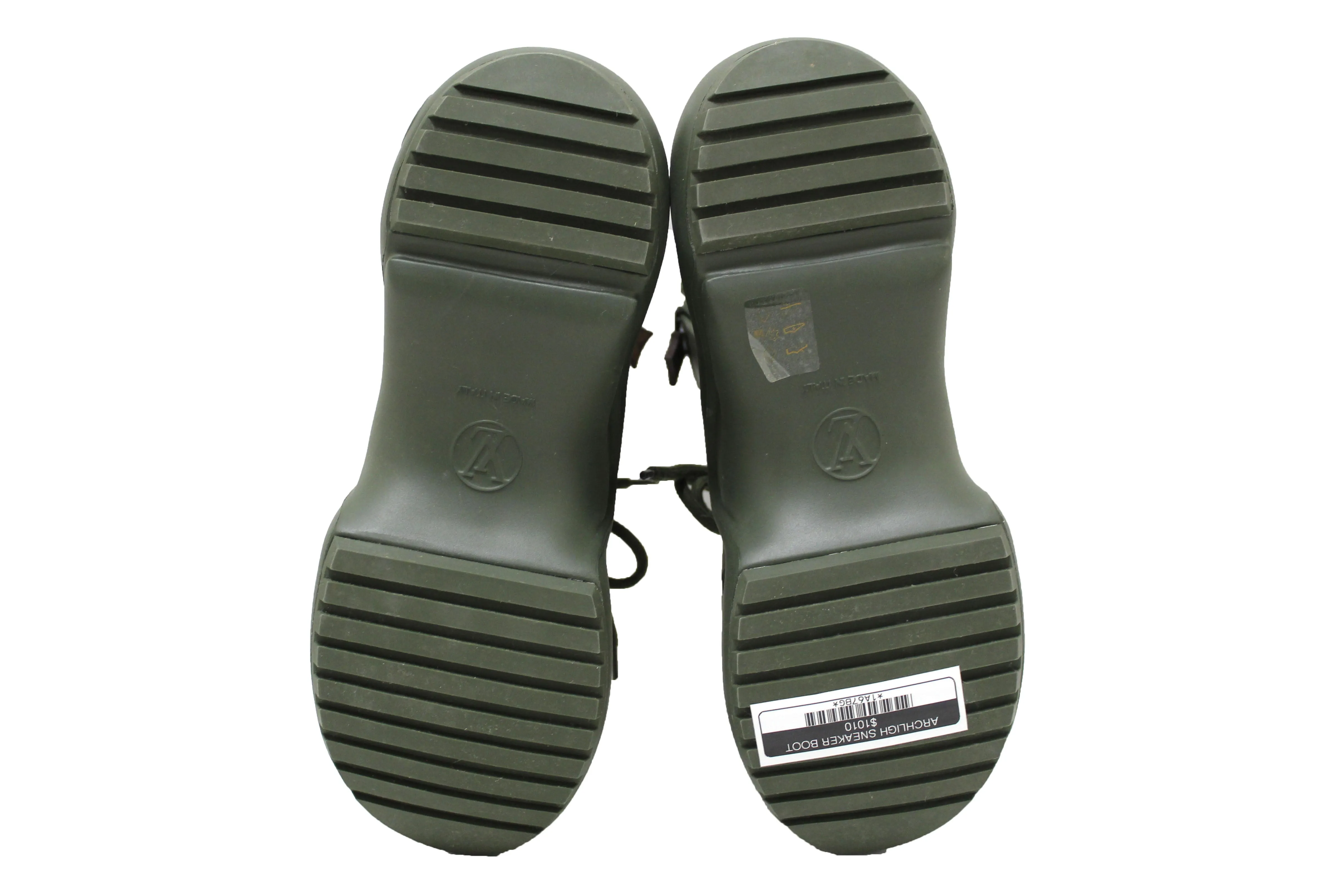 Authentic Louis Vuitton Khaki Green Mat Rubber Archlight Sneaker Boot Size 37