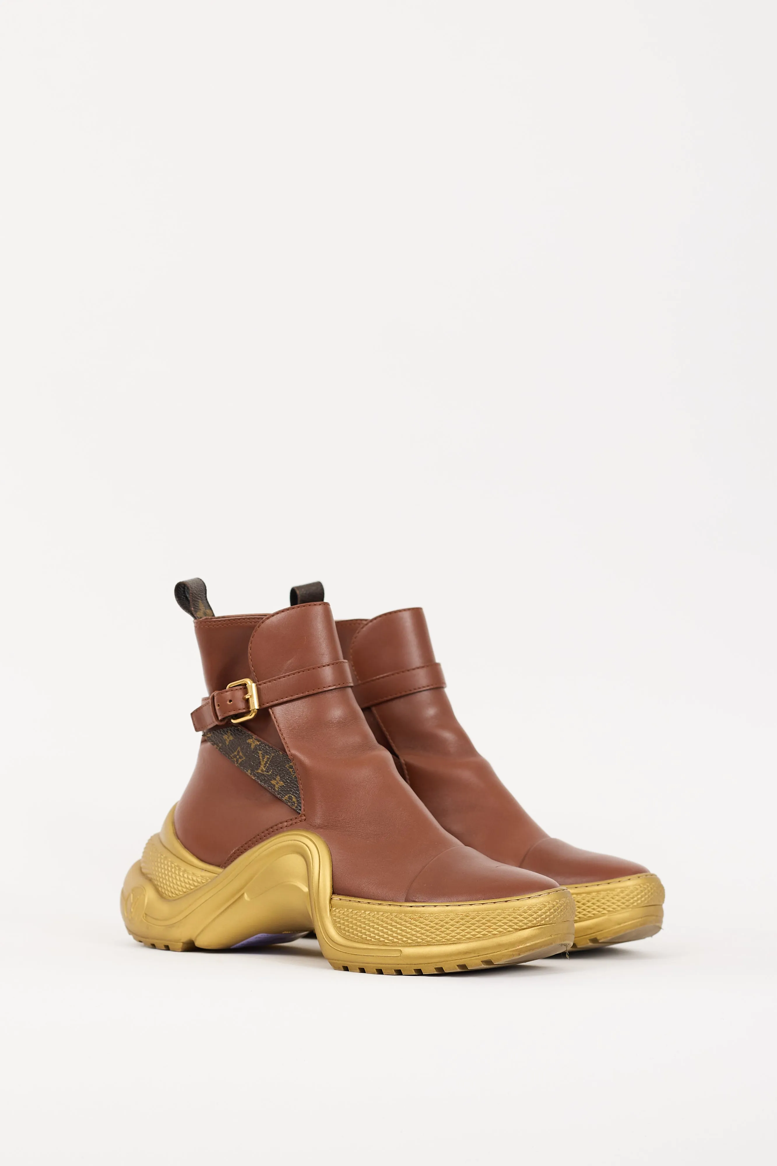 Brown & Gold Leather Archlight Sneaker
