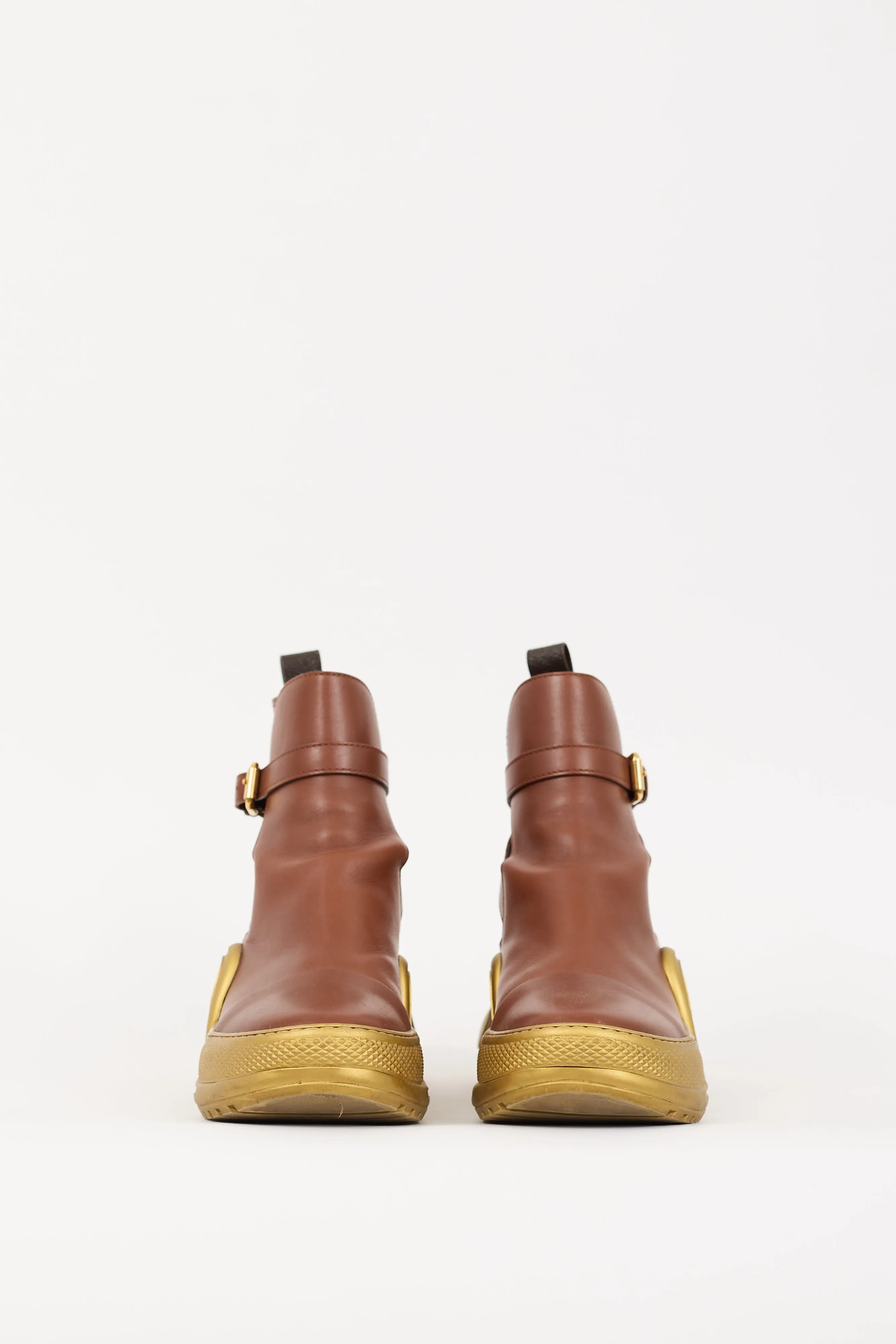 Brown & Gold Leather Archlight Sneaker