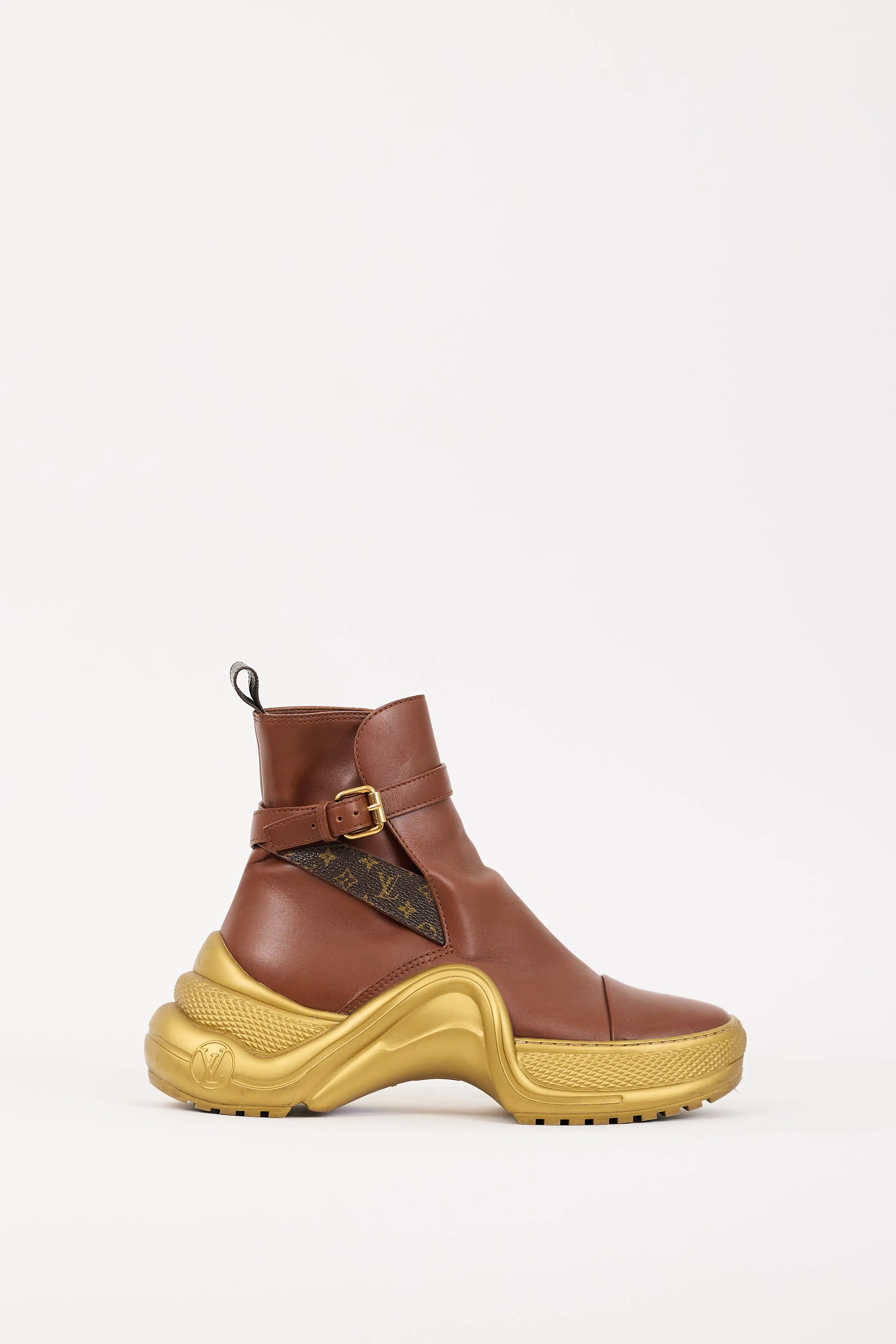 Brown & Gold Leather Archlight Sneaker