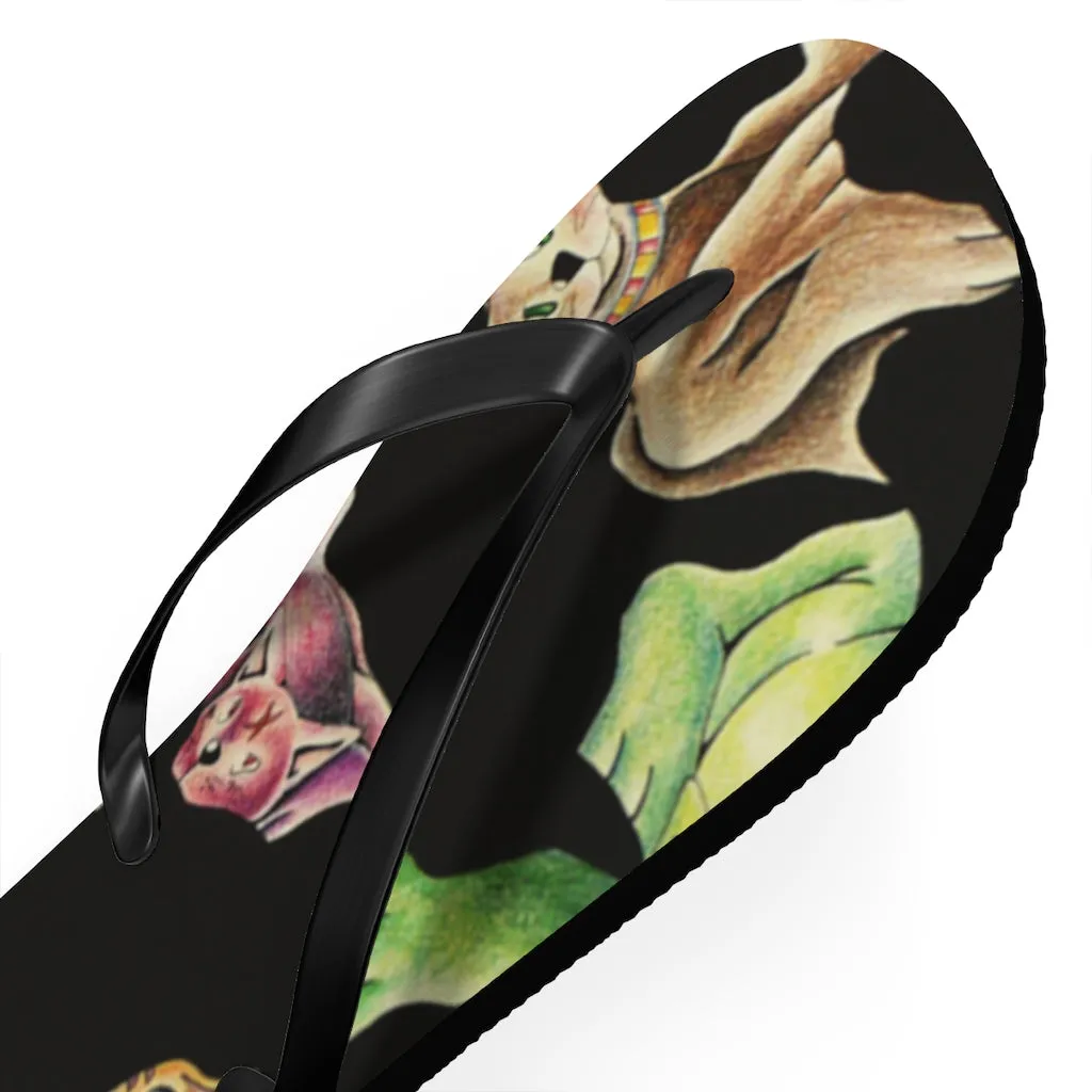 Cat Pattern Flip Flops