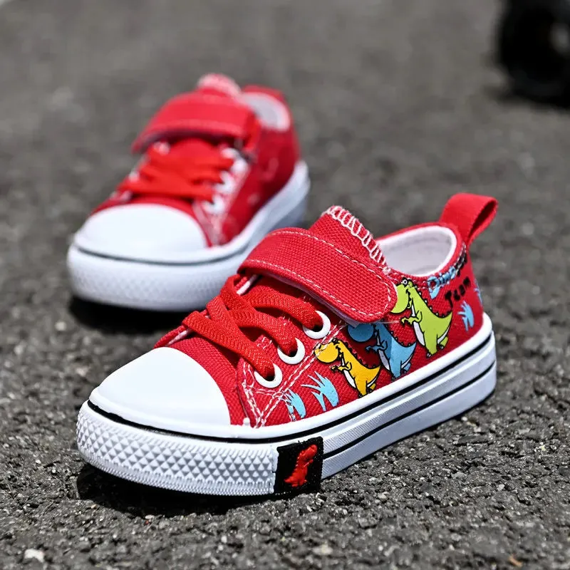 Children Cartoon Canvas Shoes for Boys Girls Casual Low-top Shoes Spring Breathable Non-slip Board Shoes Fashion Kids Sneakers
