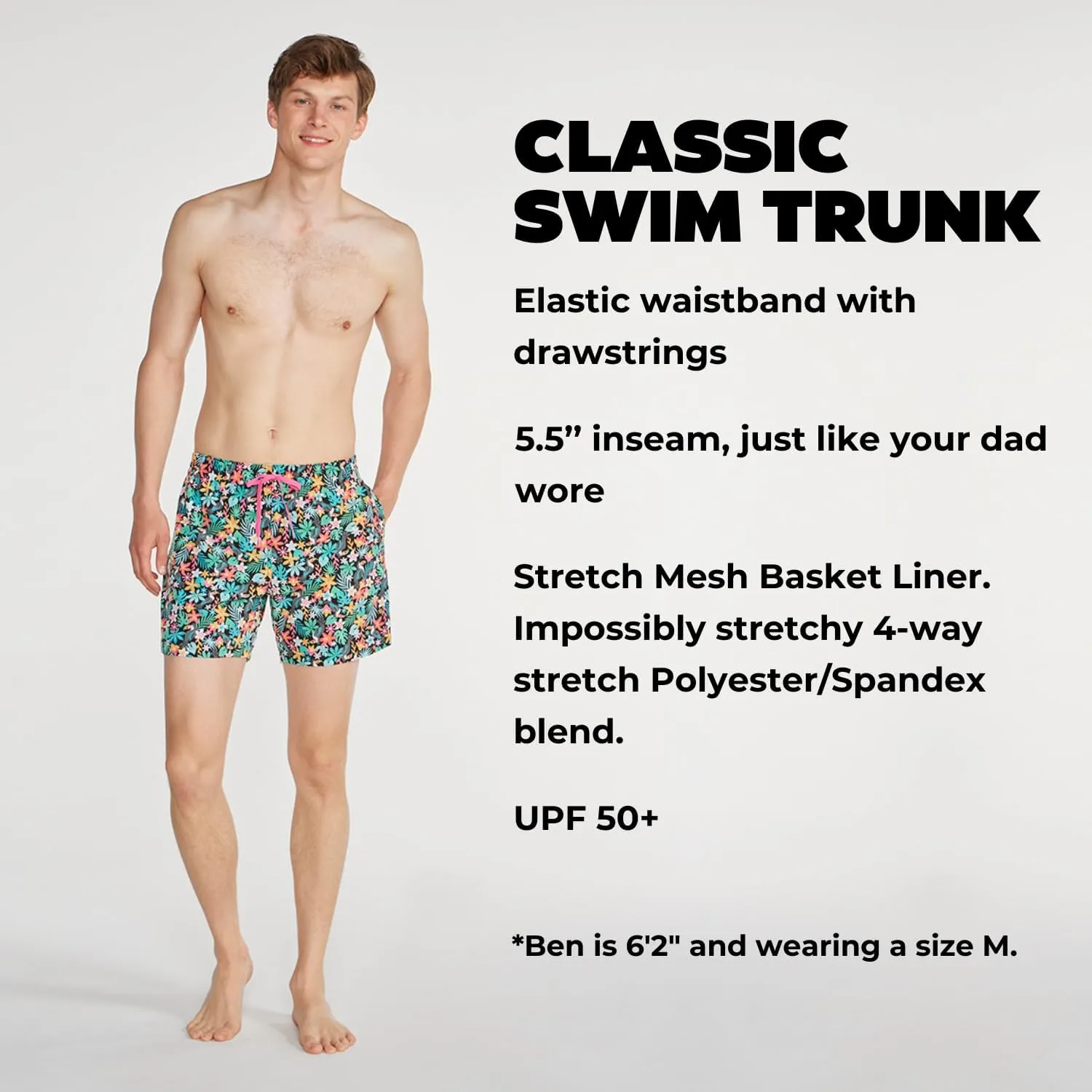 Chubbies Mens Swim Trunks ?C Mens Swim Shorts with 4-Way Stretch, 5.5?? Beach Shorts with Elastic Waist, Drawstring,Mesh Lining