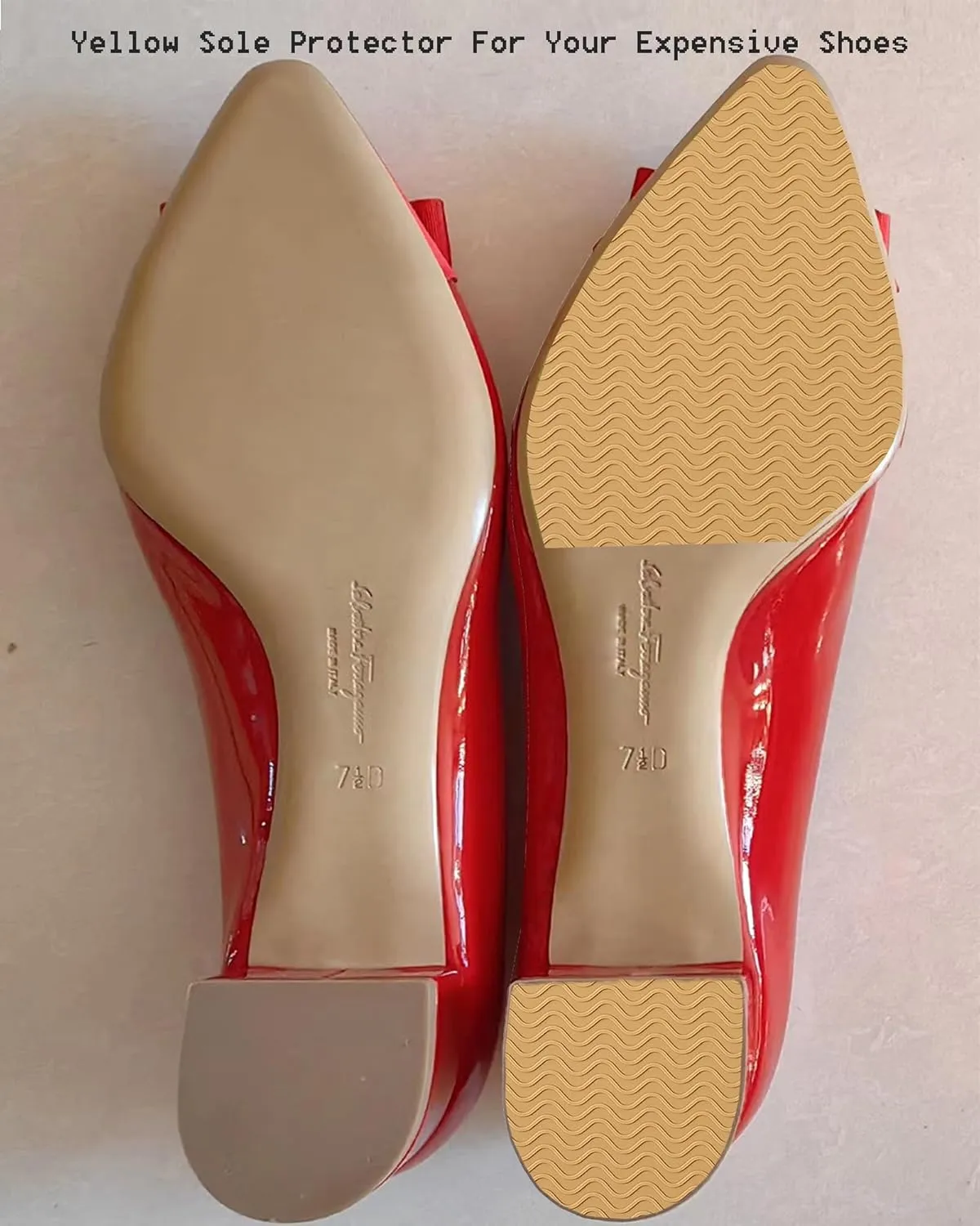 Non-Slip Shoe Sole Protector Pads for High-Heels,Self-Adhesive Non-Slip Grips,Repair Worn Soles,Silicone Anti Slip Shoe Grips on Bottom of Shoes,Sole Guard for Shoes (6"x4",Yellow-2Pairs)