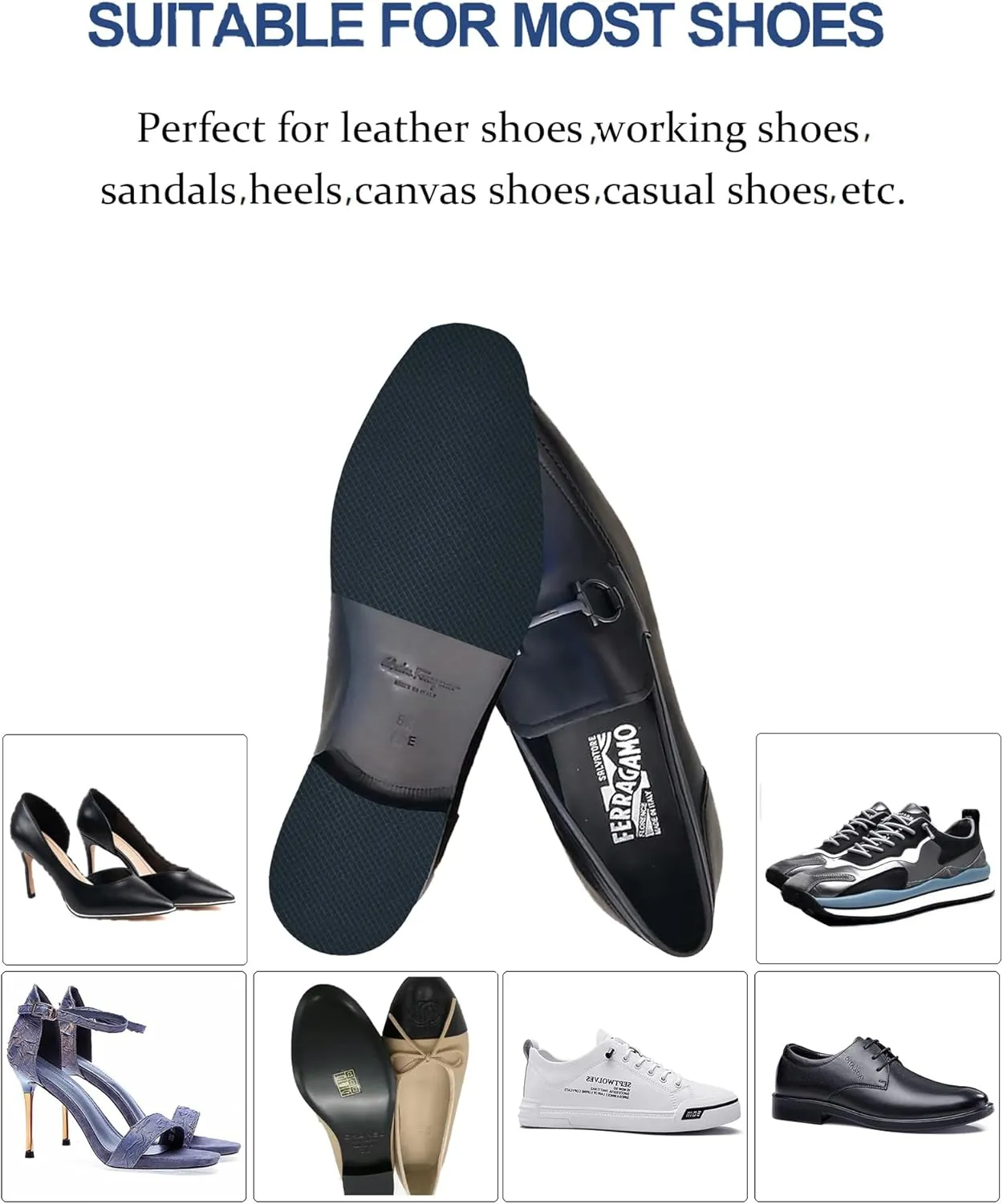 Non-Slip Shoe Sole Protector Pads for High-Heels,Silicone Anti Slip Shoe Grips on Bottom of Shoes,Sole Guard for Shoes,Self-Adhesive Non-Slip Grips,Repair Worn Soles(6"x4" Black-3Pairs)