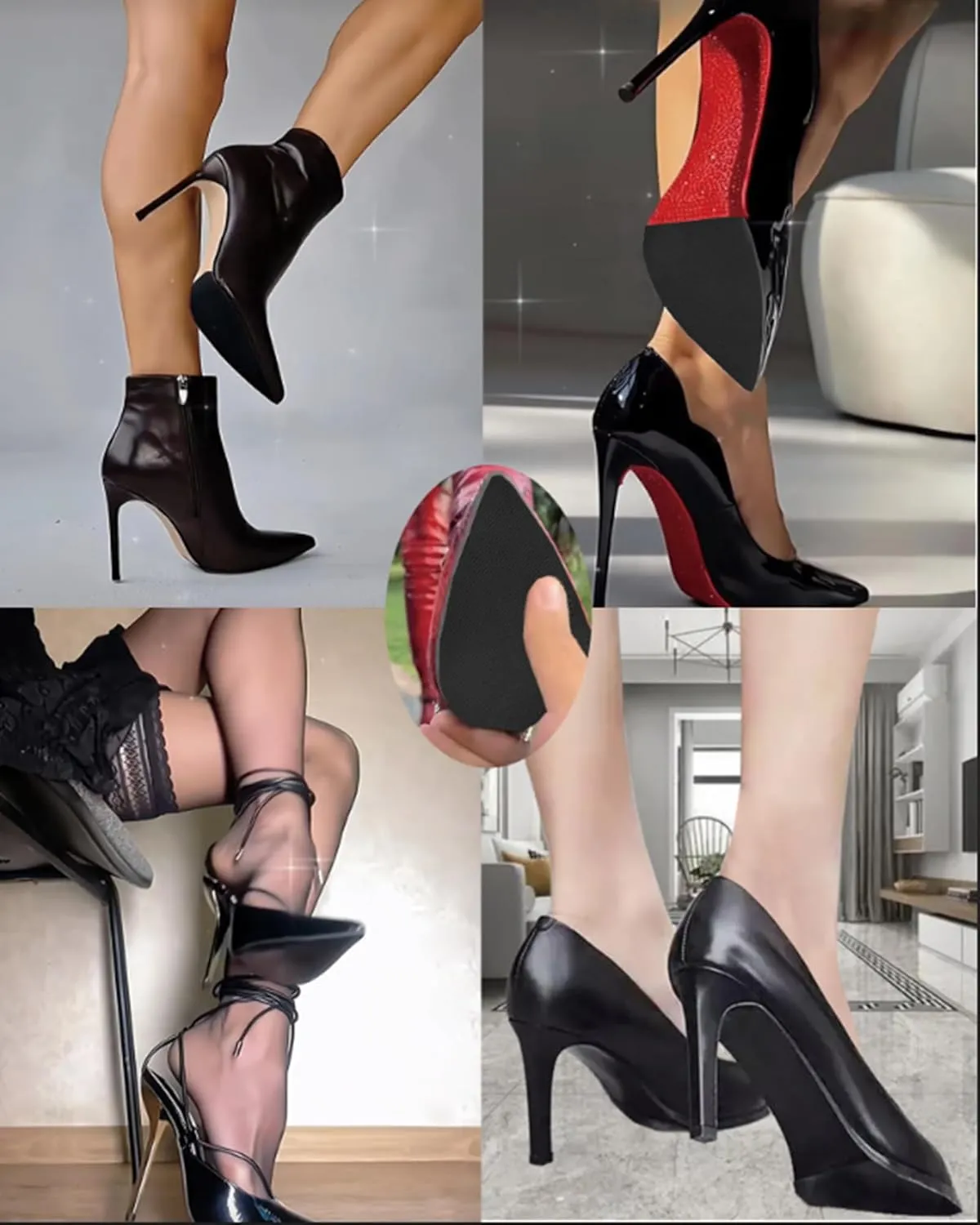 Non-Slip Shoe Sole Protector Pads for High-Heels,Silicone Anti Slip Shoe Grips on Bottom of Shoes,Sole Guard for Shoes,Self-Adhesive Non-Slip Grips,Repair Worn Soles(6"x4" Black-3Pairs)