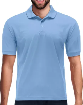 Premium Wear Men's Polo T-Shirt, High Moisture Wicking Dry Fit Performance Short-Sleeve Polo T-Shirt w Collar for Golf Tennis