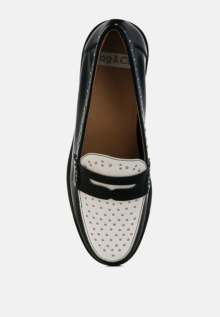 Raisa Stud Embellished Penny Loafers