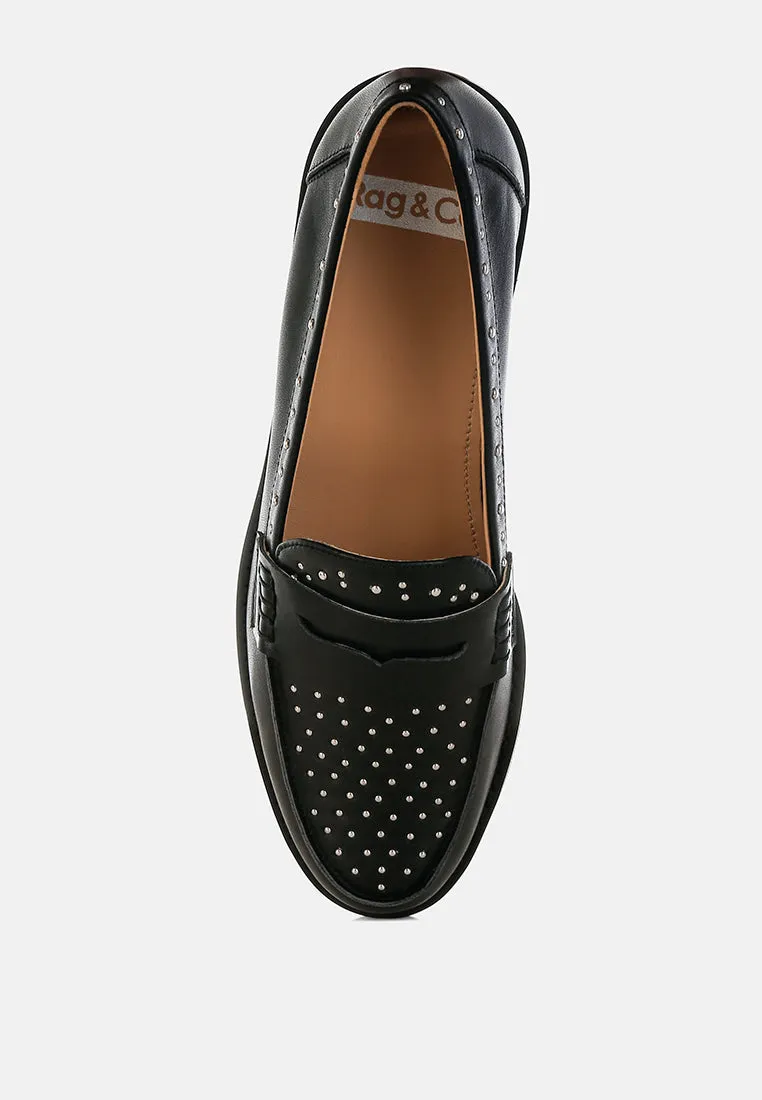 Raisa Stud Embellished Penny Loafers