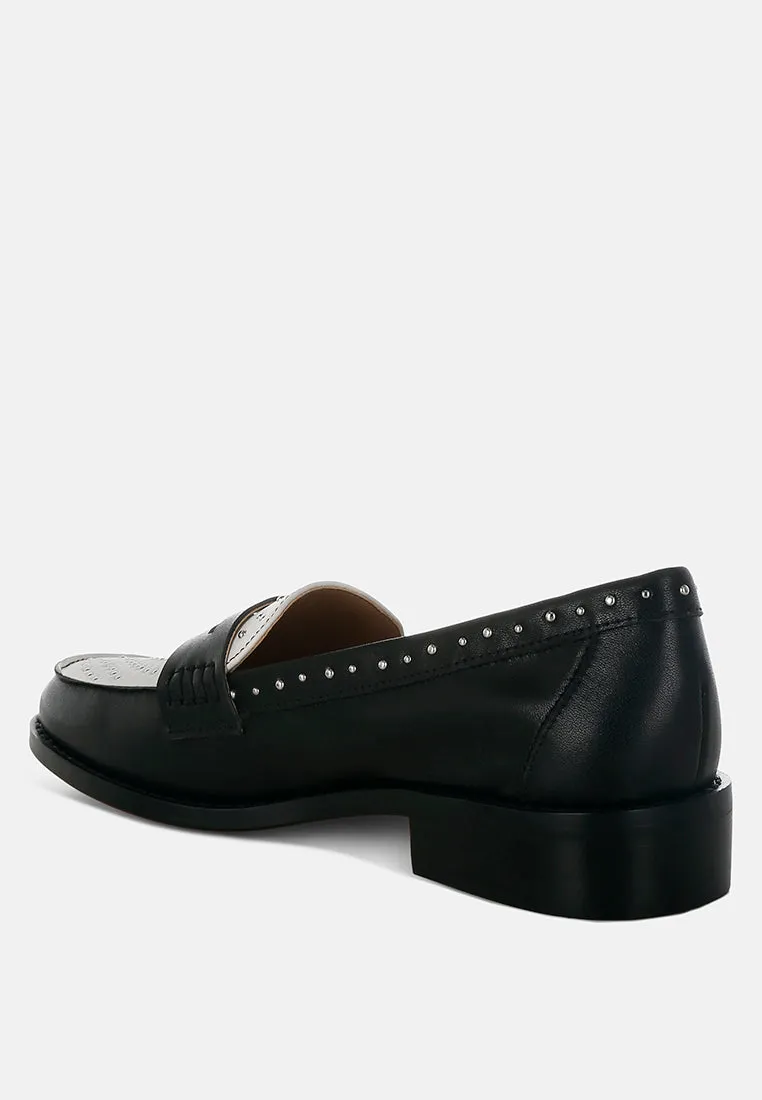 Raisa Stud Embellished Penny Loafers