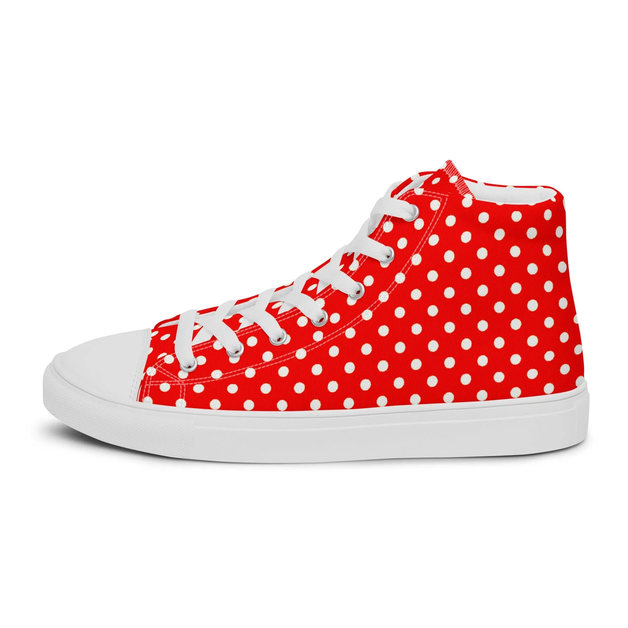 Red Polka-Dot - Women's High-top Canvas Shoes