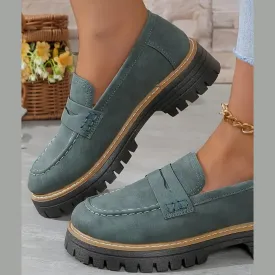 Round Toe Platform Loafers