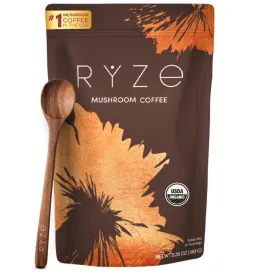 RYZE Mushroom Coffee USDA Organic with 6 Adaptogenic Mushrooms and MCT Oil, USA Grown Instant Coffee for Better Energy, Focus, Digestion, Immunity with Turkey Tail, Shiitake, Lion's Mane, 30 Servings