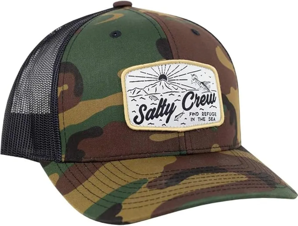 Salty Crew Men's Graphic Logo Retro Trucker Hat - Unisex Adjustable Baseball Hat for Adults - Premium Cotton