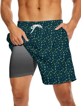 Socira Men's Swim Trunks with Compression Liner, Quick Dry Mens 2 in 1 Swimming Trunks Men Beach Bathing Suits Swimsuit