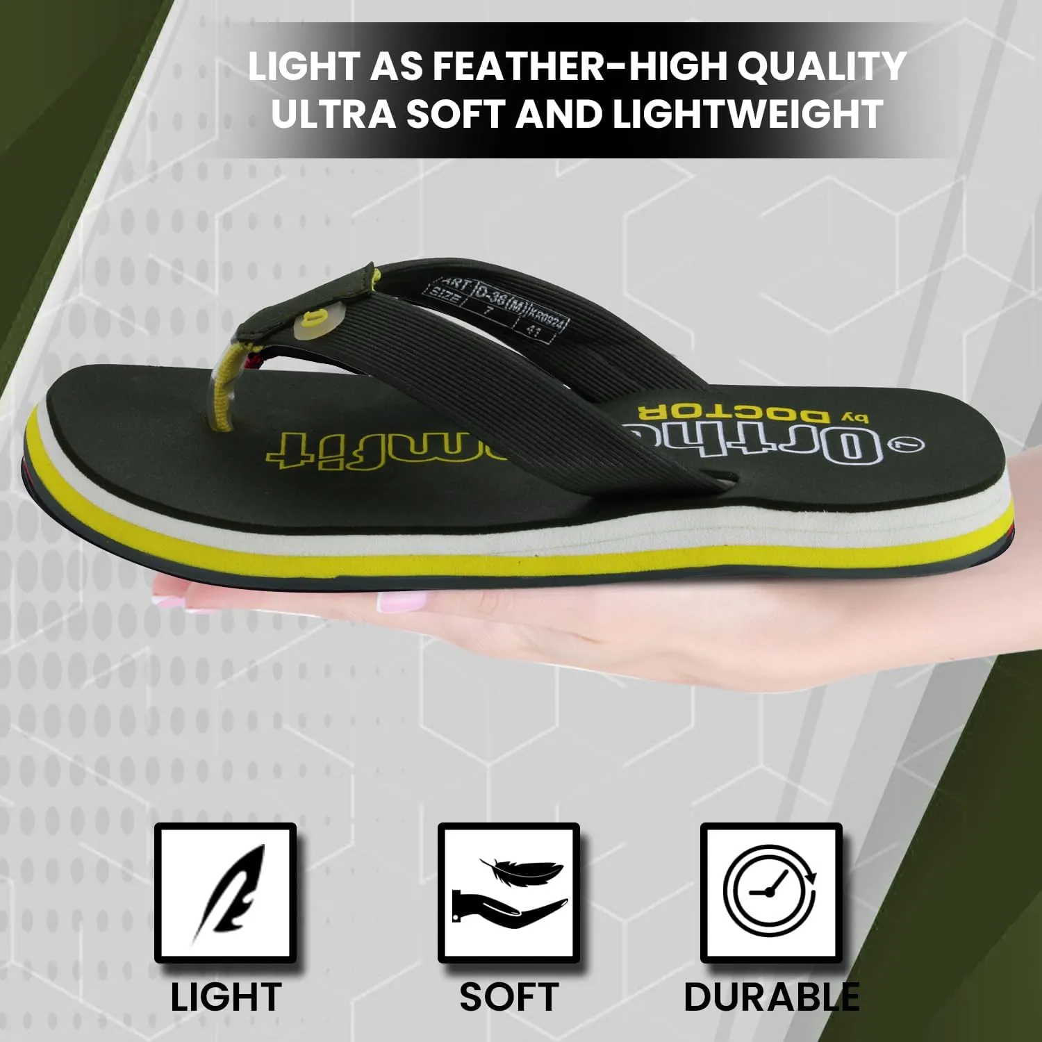 Ultra Cushion Slippers for Men's| Lightweight & Comfortable| Orthopedic & Diabetic| Casual & Stylish| Non-Slip Durable Mcr Dr Chappals & House Flip flops For Gent's & Boys D-36