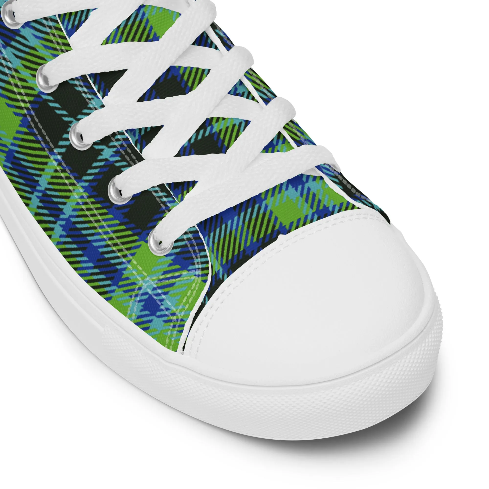 Women’s Green and Blue Plaid high top canvas shoes