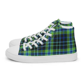 Women’s Green and Blue Plaid high top canvas shoes