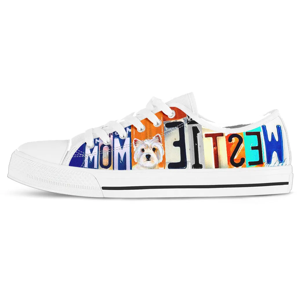 Women's Low Top Canvas Shoes For Cute Westie Mom
