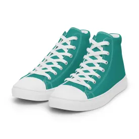 Women’s Teal high top canvas shoes, Women's Aqua Blue Sneakers