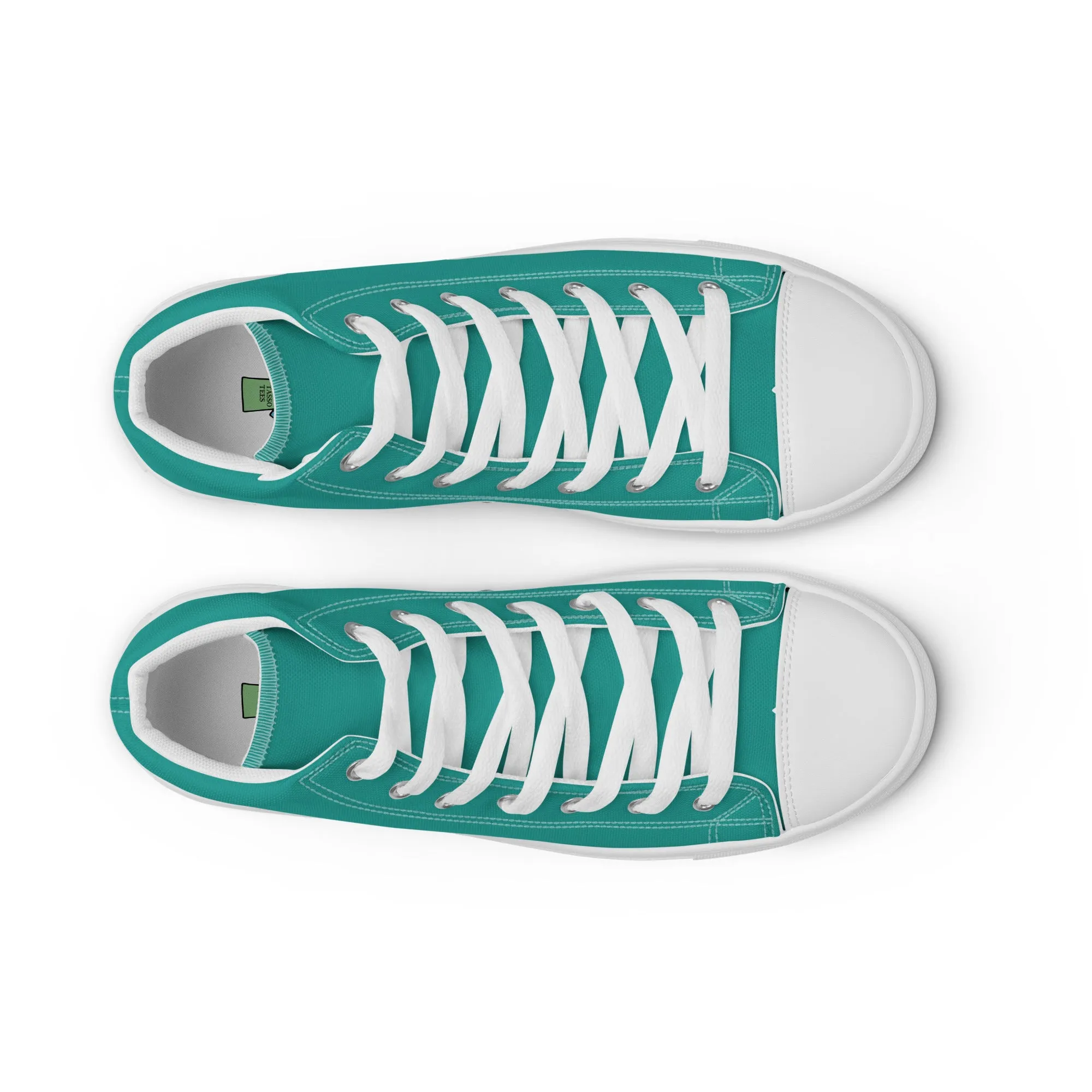 Women’s Teal high top canvas shoes, Women's Aqua Blue Sneakers