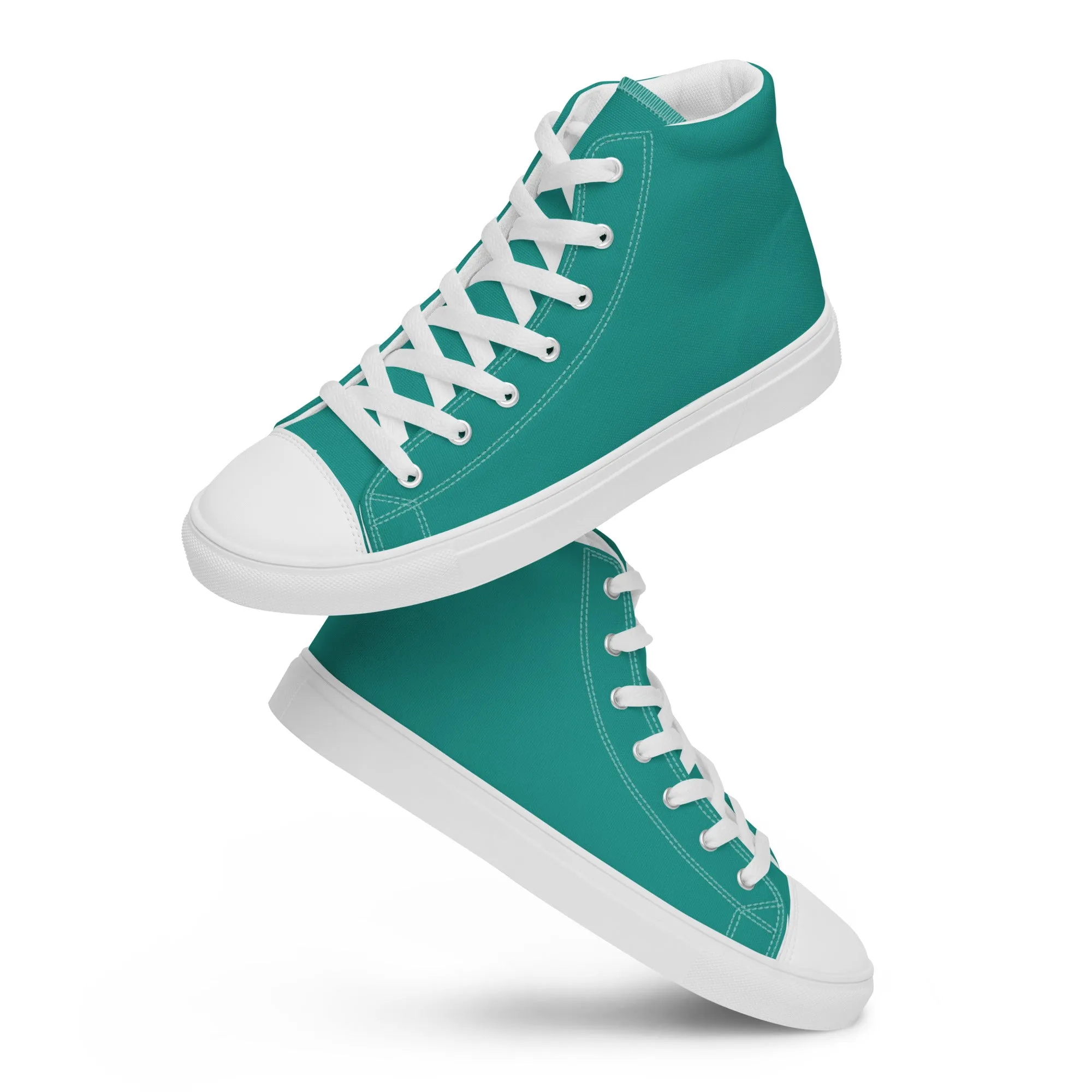 Women’s Teal high top canvas shoes, Women's Aqua Blue Sneakers