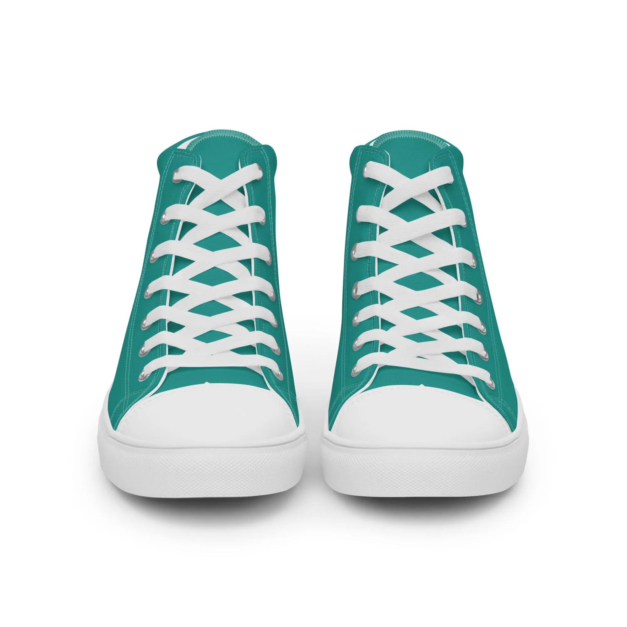 Women’s Teal high top canvas shoes, Women's Aqua Blue Sneakers
