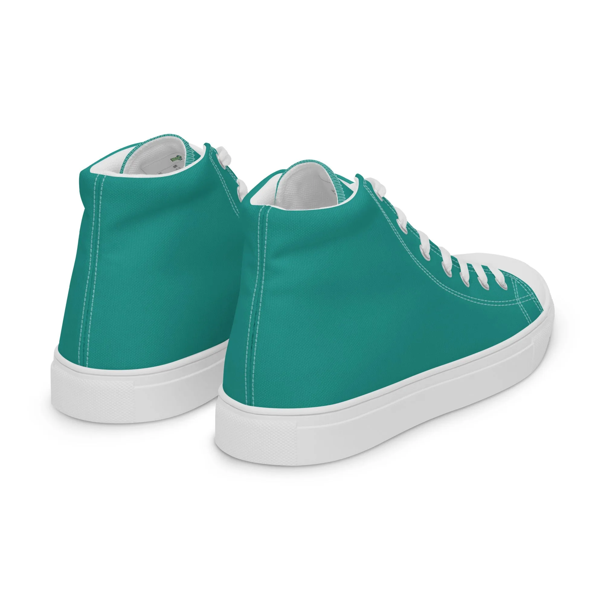 Women’s Teal high top canvas shoes, Women's Aqua Blue Sneakers