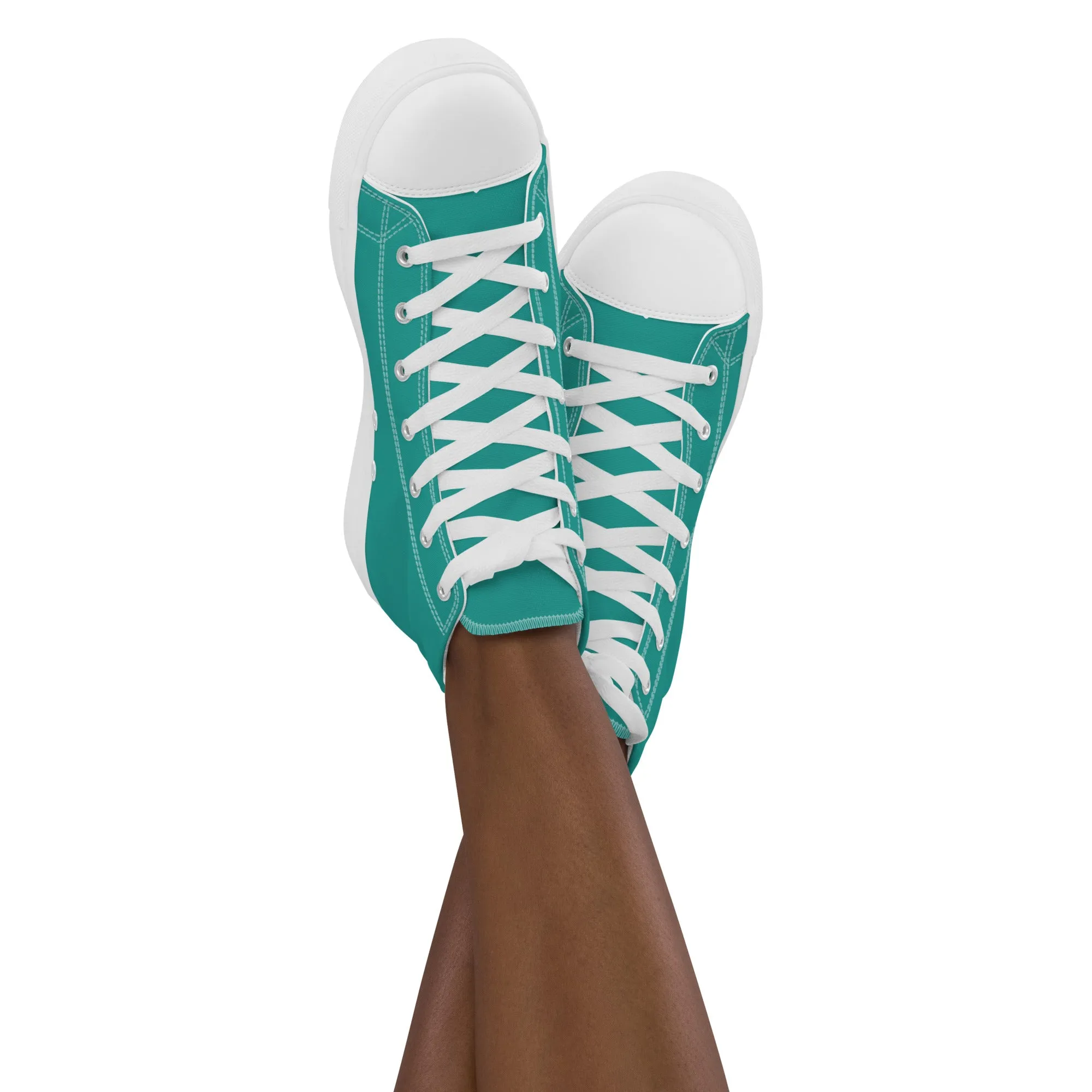 Women’s Teal high top canvas shoes, Women's Aqua Blue Sneakers