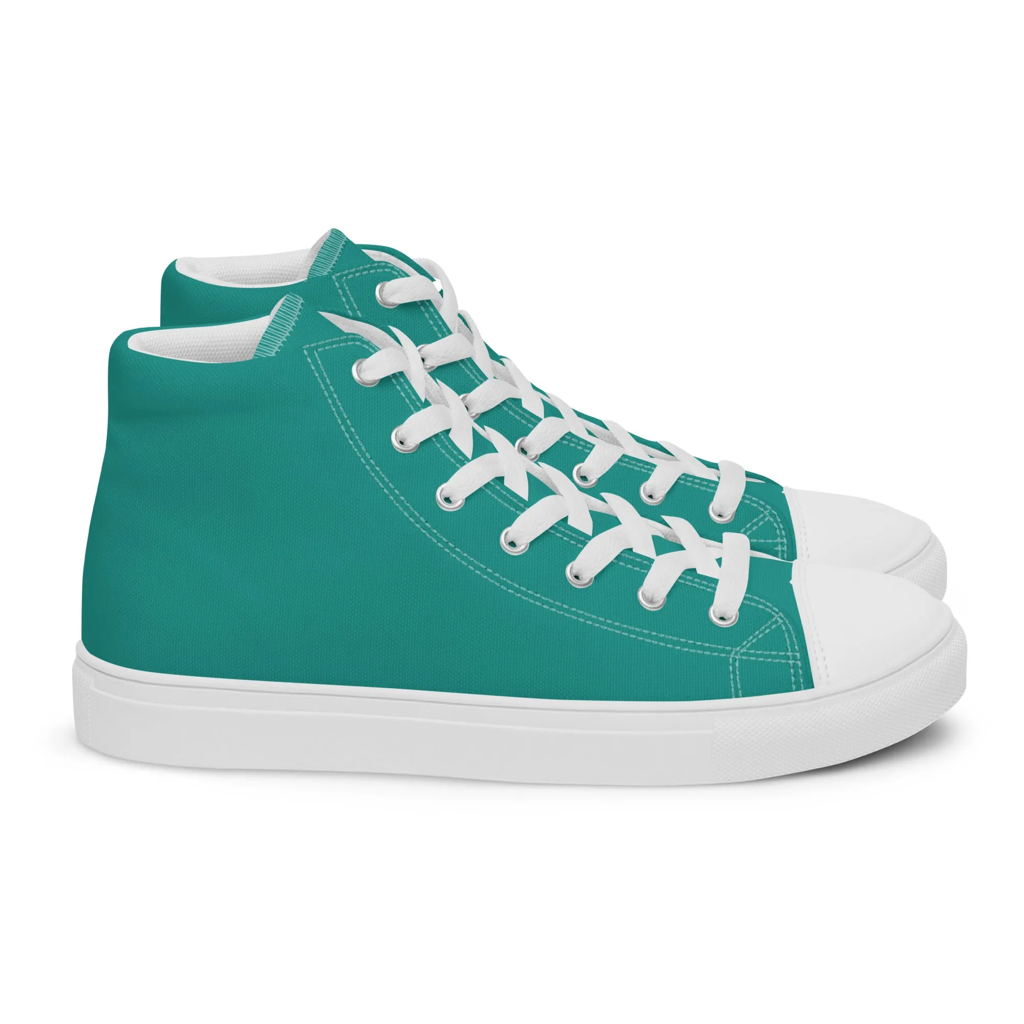 Women’s Teal high top canvas shoes, Women's Aqua Blue Sneakers