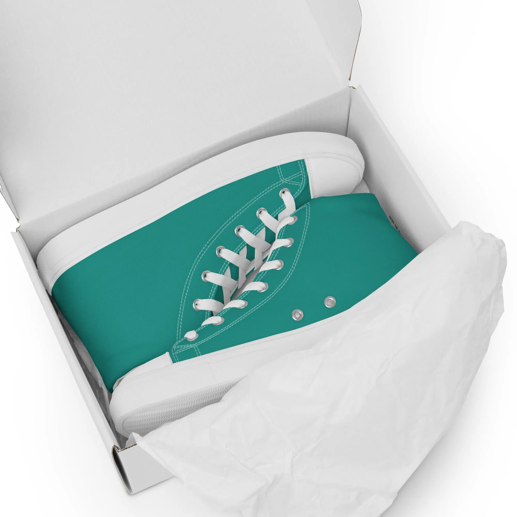 Women’s Teal high top canvas shoes, Women's Aqua Blue Sneakers