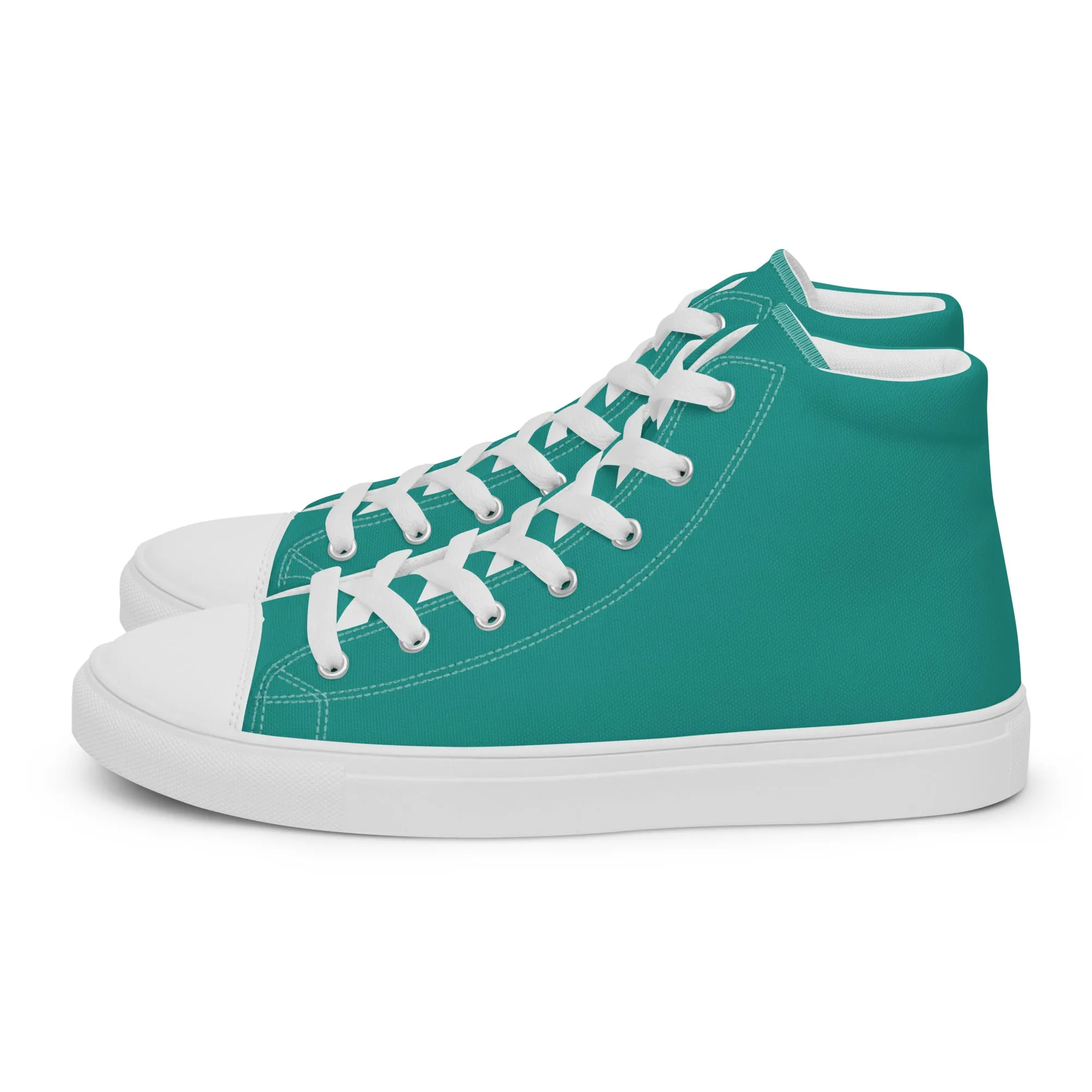 Women’s Teal high top canvas shoes, Women's Aqua Blue Sneakers