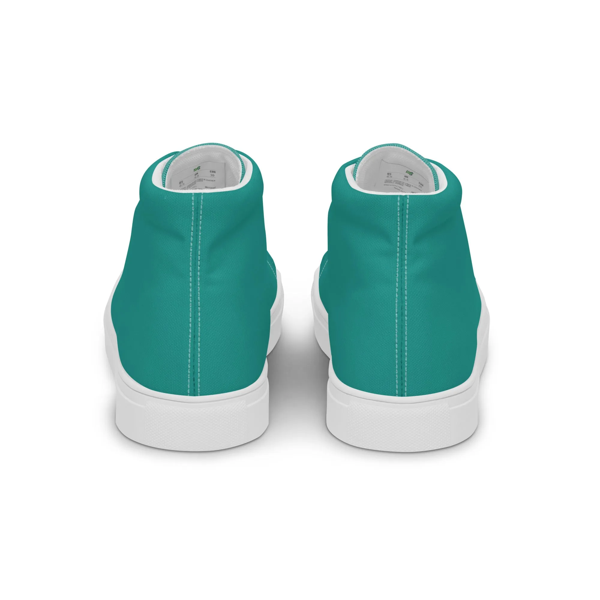 Women’s Teal high top canvas shoes, Women's Aqua Blue Sneakers