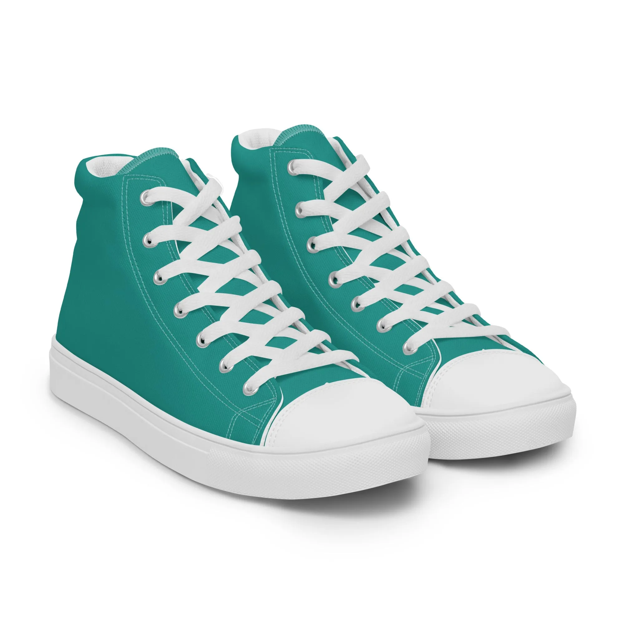 Women’s Teal high top canvas shoes, Women's Aqua Blue Sneakers