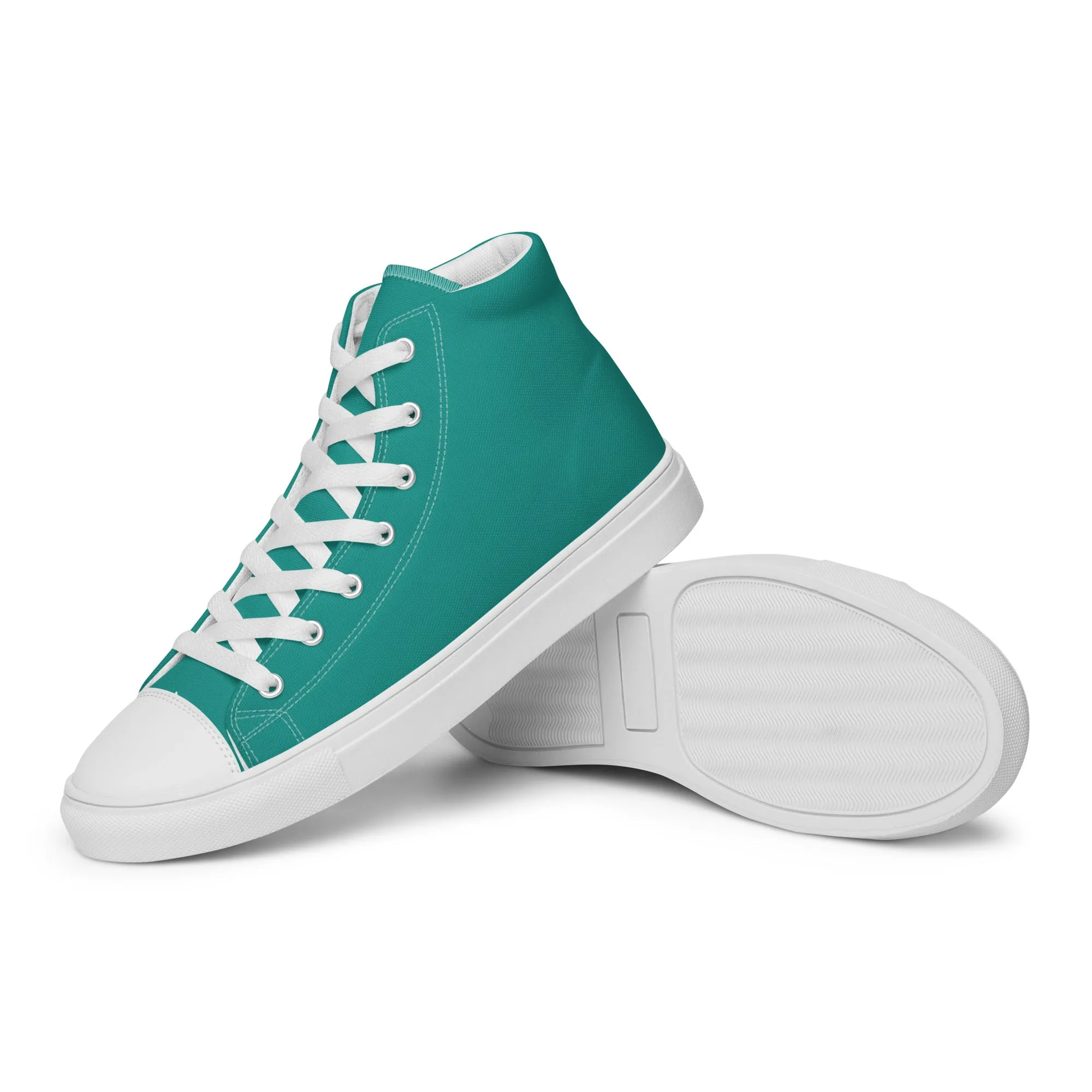 Women’s Teal high top canvas shoes, Women's Aqua Blue Sneakers