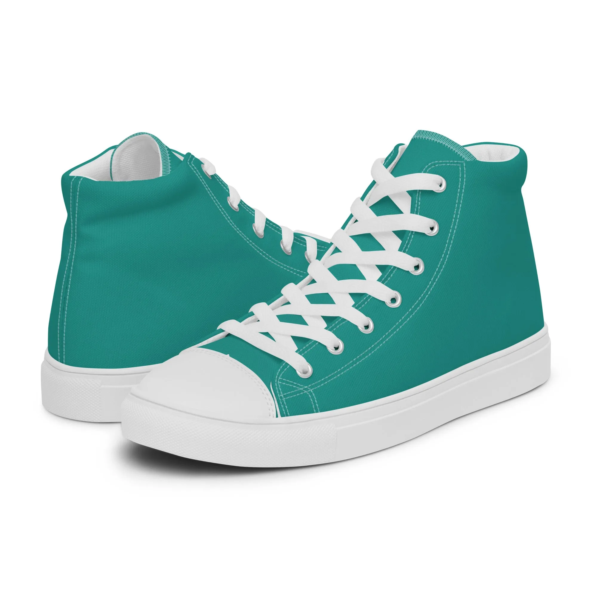 Women’s Teal high top canvas shoes, Women's Aqua Blue Sneakers