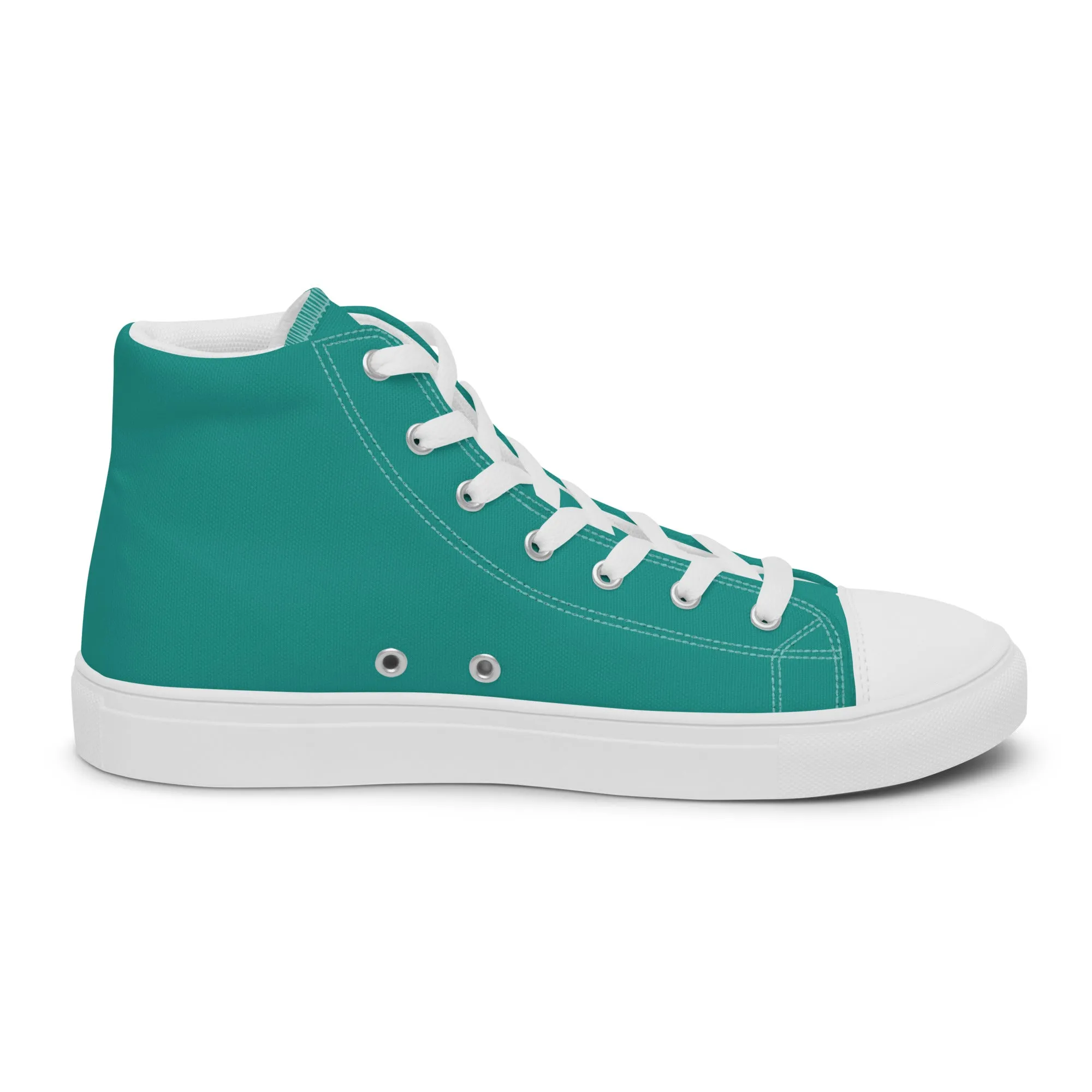 Women’s Teal high top canvas shoes, Women's Aqua Blue Sneakers
