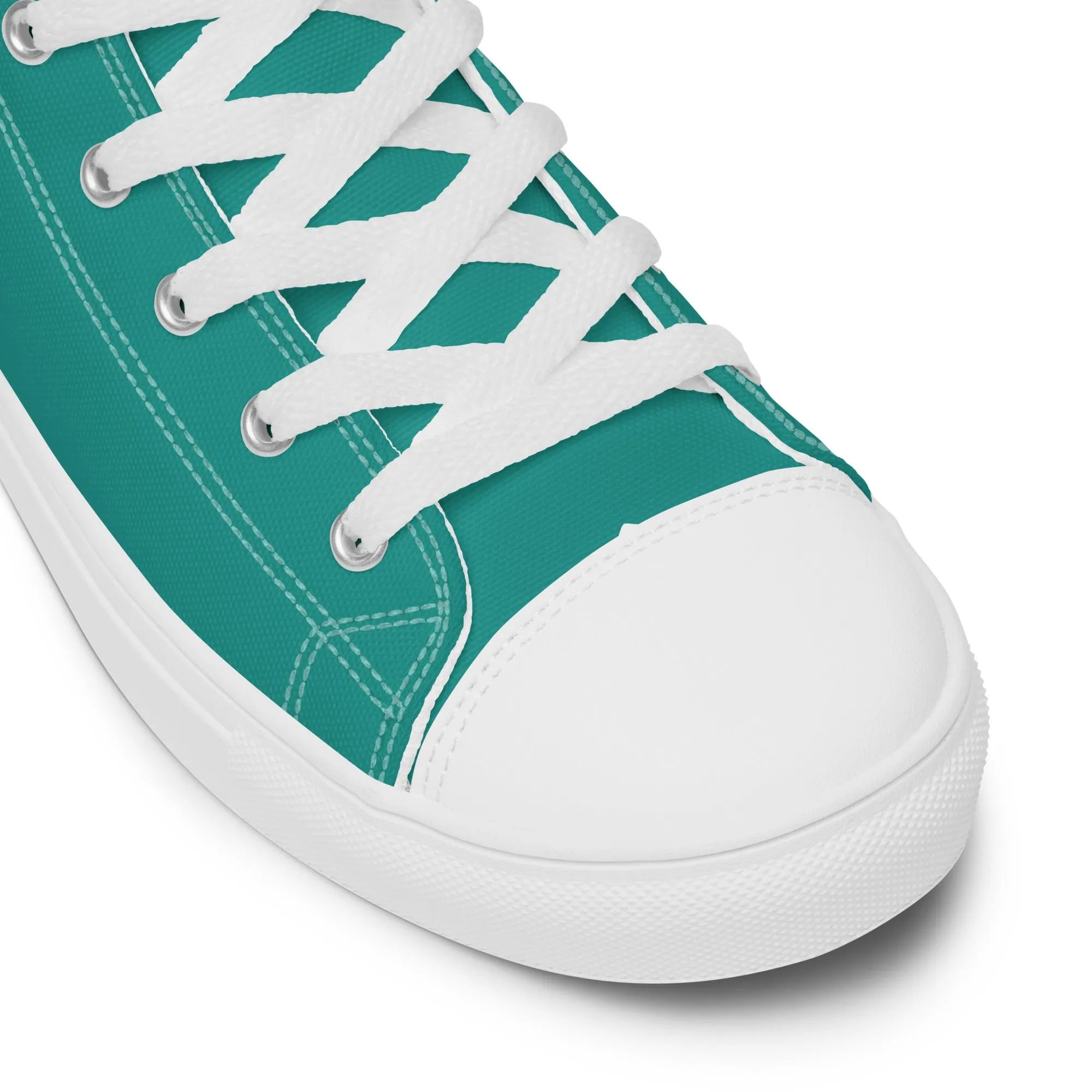 Women’s Teal high top canvas shoes, Women's Aqua Blue Sneakers