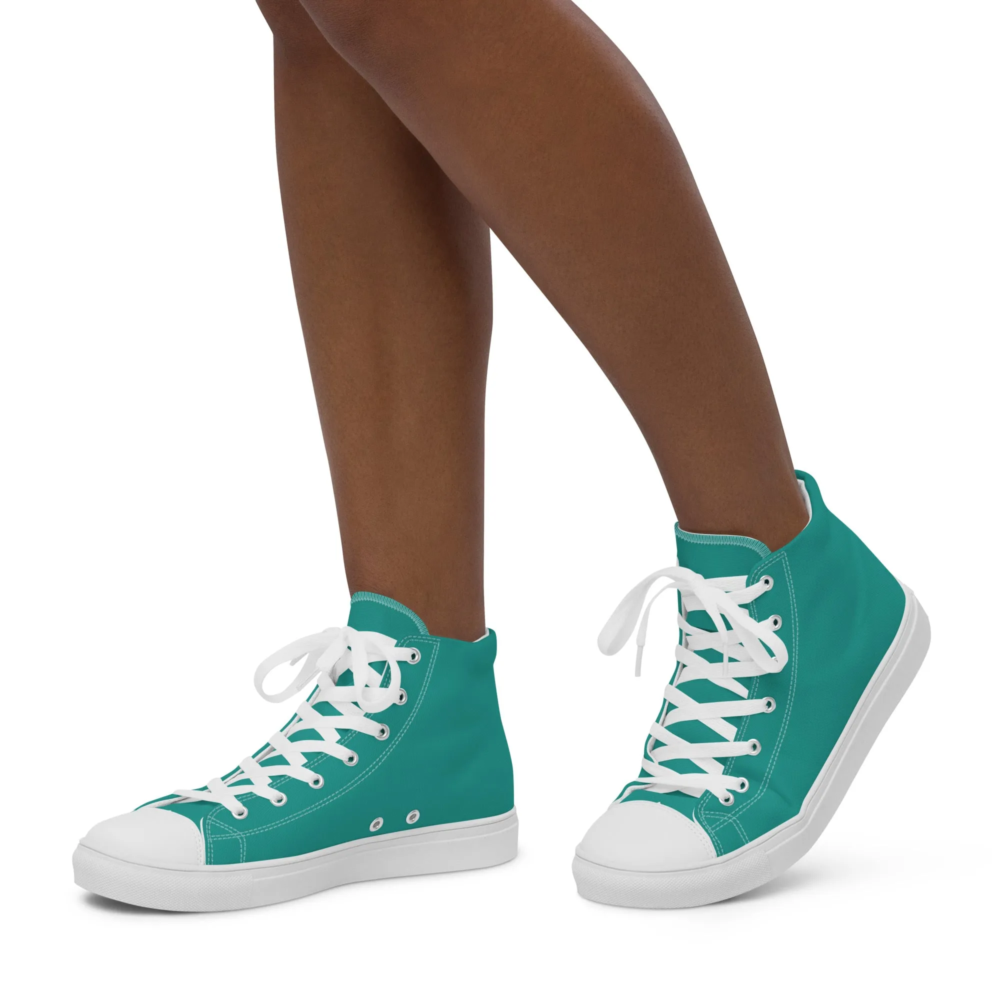 Women’s Teal high top canvas shoes, Women's Aqua Blue Sneakers
