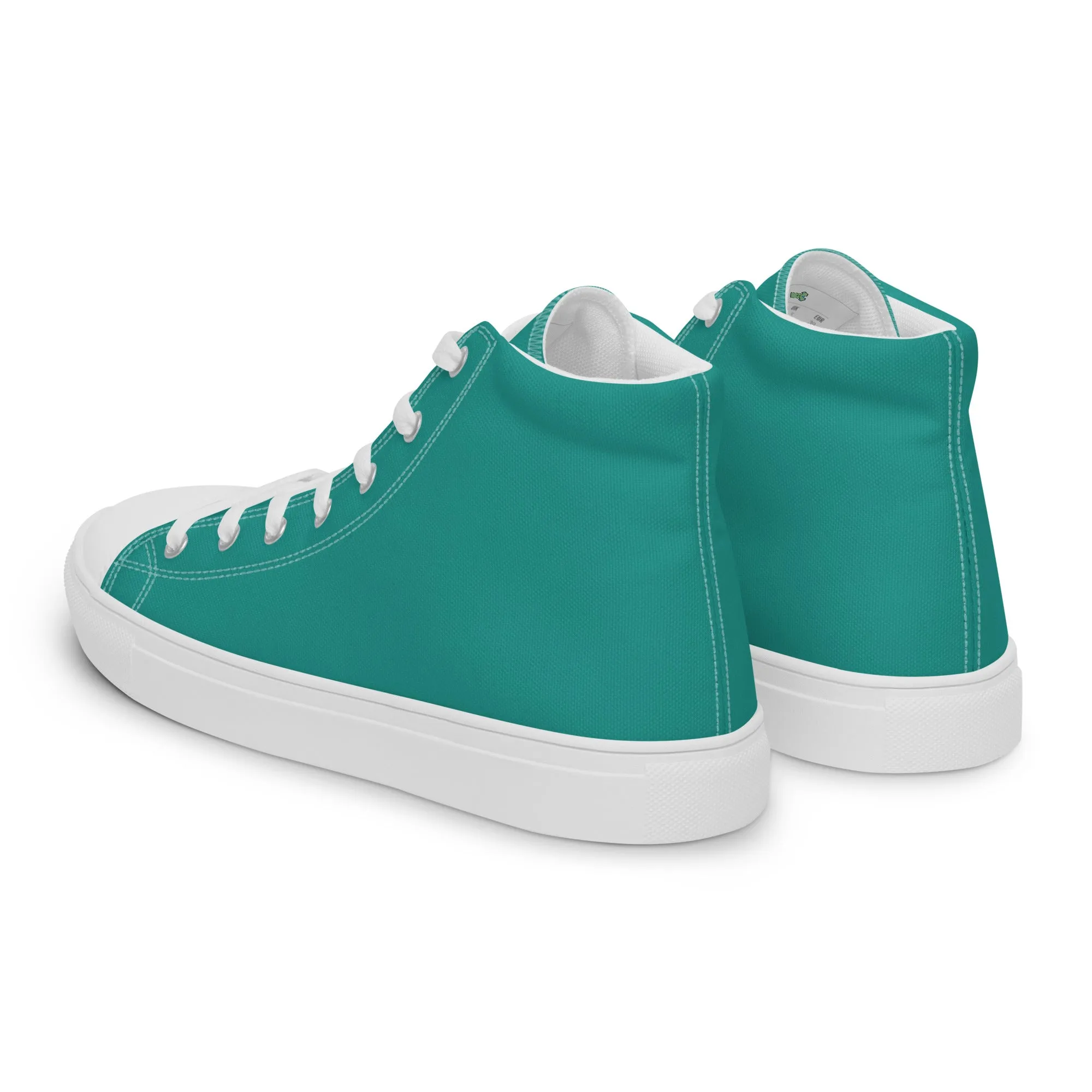 Women’s Teal high top canvas shoes, Women's Aqua Blue Sneakers