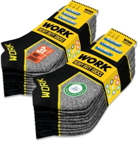 WORK Men's Short Socks Black Ankle Length 10 Pairs