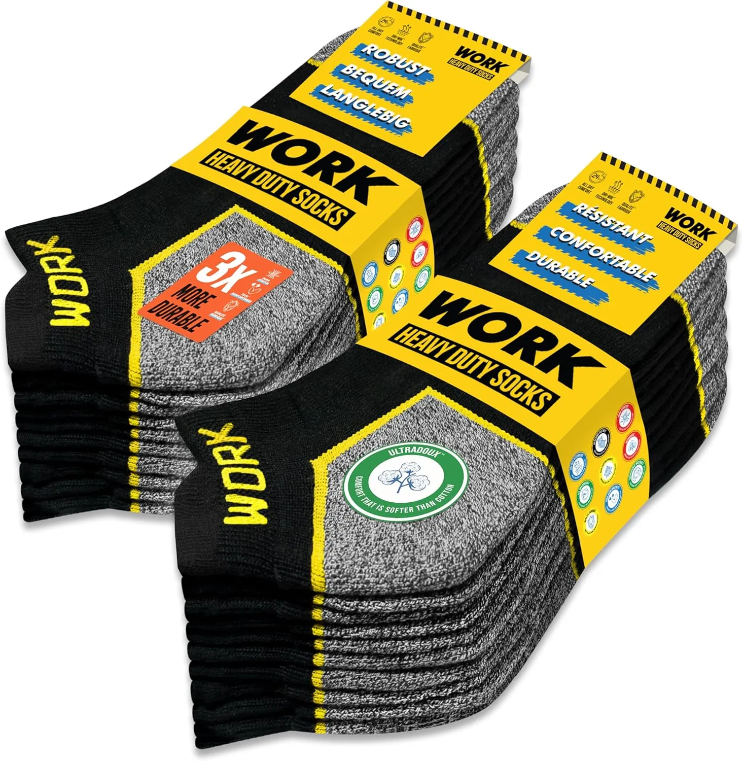 WORK Men's Short Socks Black Ankle Length 10 Pairs