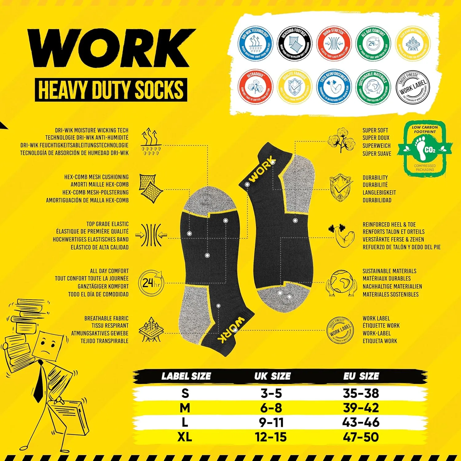 WORK Men's Short Socks Black Ankle Length 10 Pairs