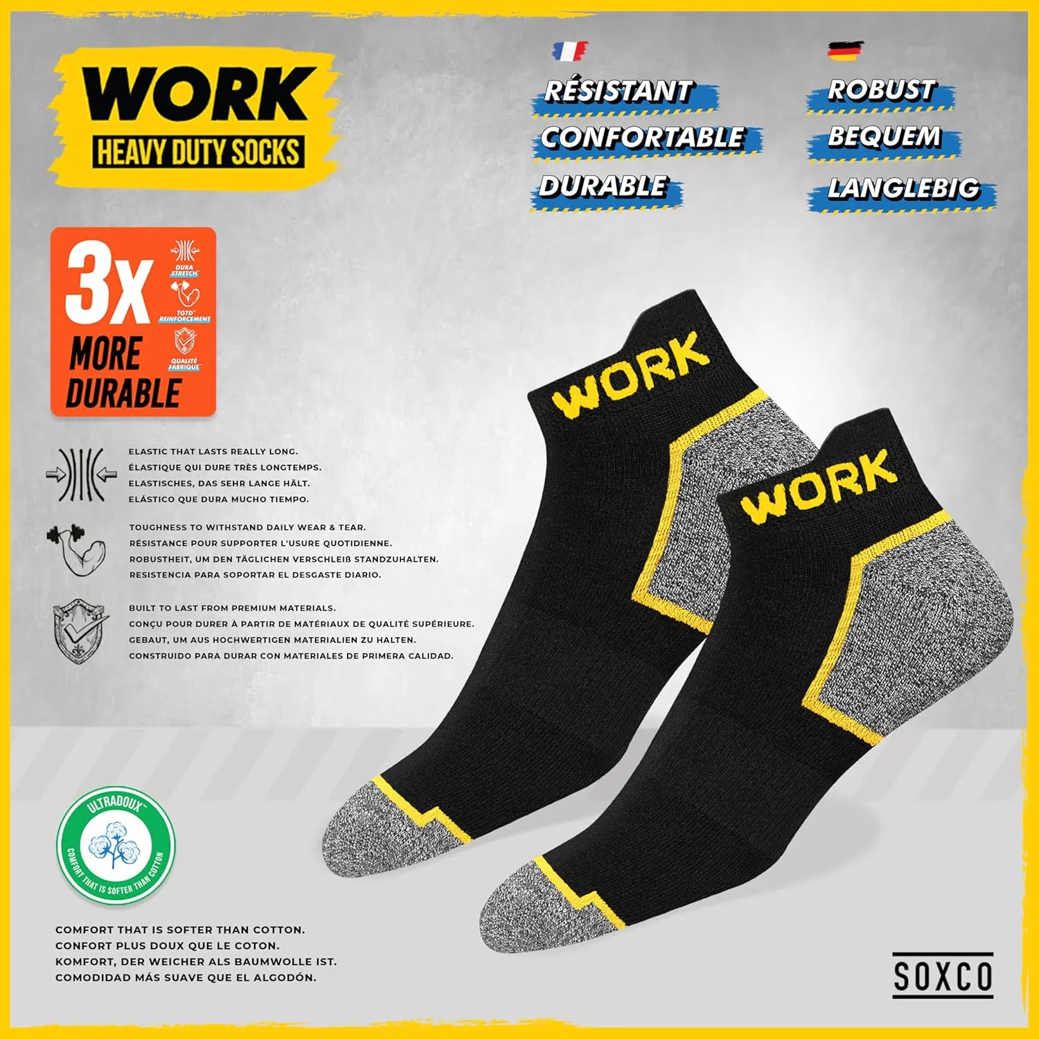 WORK Men's Short Socks Black Ankle Length 10 Pairs